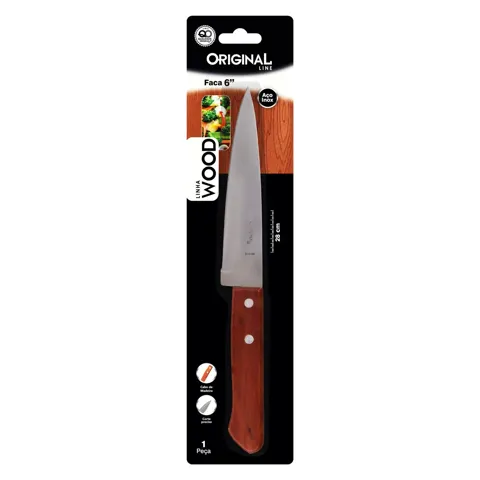 Faca Inox Cabo de Madeira Original Line Wood 6"