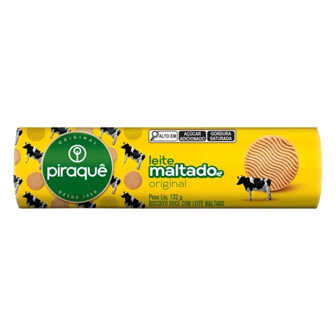 Biscoito Leite Maltado Original Piraquê Pacote 132g