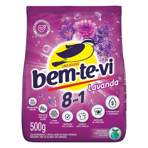 Lava-Roupas Pó Lavanda Bem-te-vi Pacote 500g