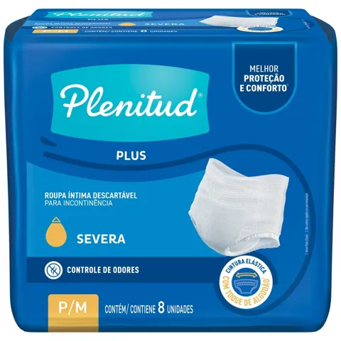 Roupa Íntima Descartável Plenitud Plus P/M Pacote 8 Unidades