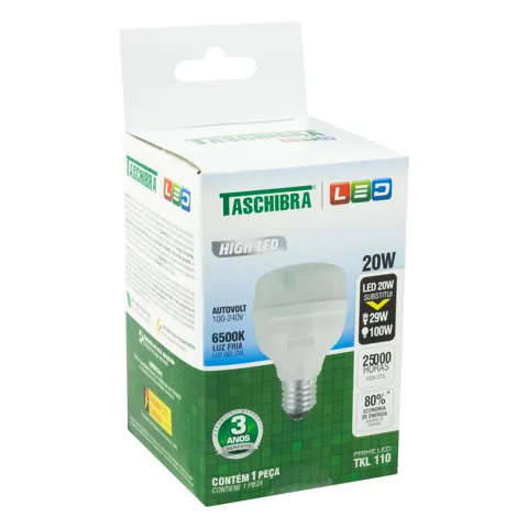 Lâmpada High LED Luz Fria 6500K TKL 110 20W Taschibra Prime Autovolt