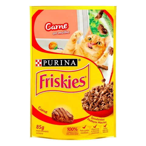 Alimento para Gatos Carne ao Molho Purina Friskies Sachê 85g