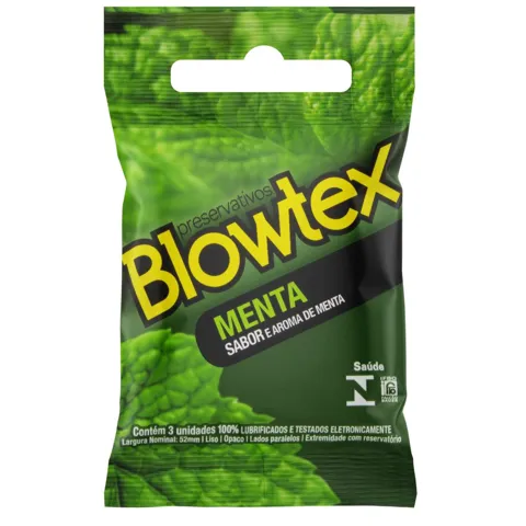 Preservativo Lubrificado Menta Blowtex Pacote 3 Unidades