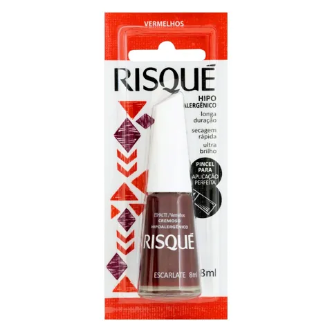 Esmalte Cremoso Escarlate Risqué Vermelhos Blister 8ml