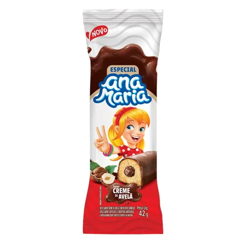 Bolo Chocolate Recheio Creme de Avelã Cobertura Chocolate Ana Maria Especial Pacote 42g