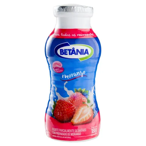 Iogurte Parcialmente Desnatado Morango Betânia Frasco 180g