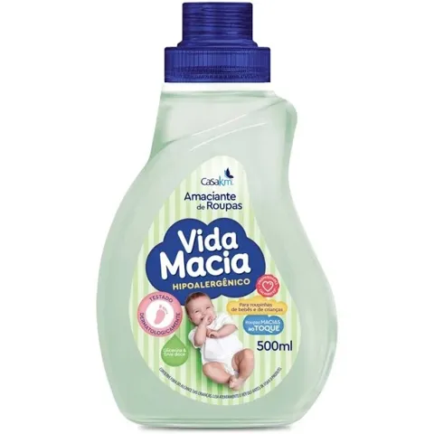 Amaciante Roupa Vida Macia Bebe Glic E Erva Doce 500Ml