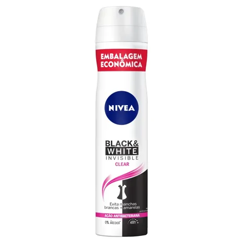 Antitranspirante Aerossol Nivea Invisible for Black & White Clear 200ml Embalagem Econômica