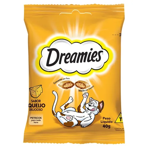 Petisco para Gatos Adultos Queijo Dreamies Pacote 40g