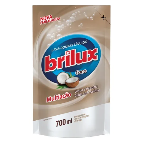 Lava-Roupas Líquido Coco Brilux Multiação Sachê 700ml Refil