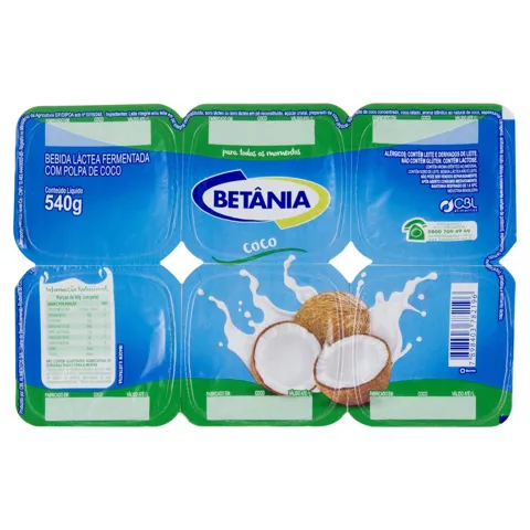 Bebida Láctea Fermentada Coco Betânia 90g un