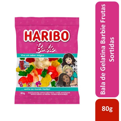Bala de Gelatina Frutas Barbie e Ursinhos de Ouro Haribo Pacote 80g