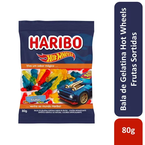 Bala de Gelatina Frutas Hot Wheels Haribo Pacote 80g