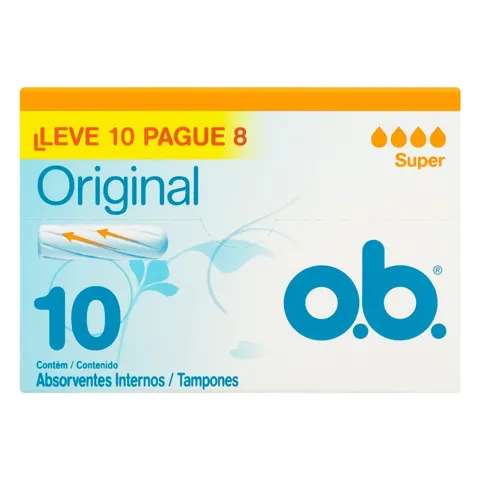 Absorvente Interno O.B. Original Super Caixa  Leve 10 Pague 8 Unidades