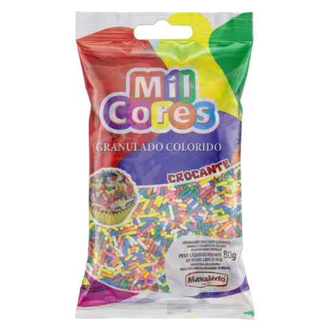 Confeito Granulado Crocante Colorido Mil Cores Pacote 80g