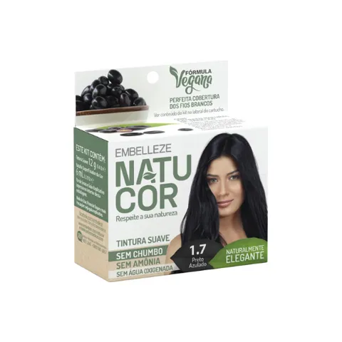 Tinta de Cabelo Embelleze Natucor Naturalmente Elegante Preto Azulado 1.7