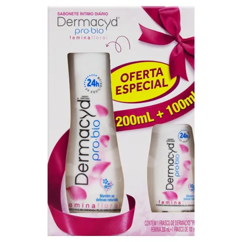 Kit Sabonete Líquido Íntimo Femina Floral 200ml + 100ml Dermacyd Pro-Bio