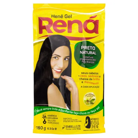 Alisante Henê Gel Preto Natural Rená Sachê 180g