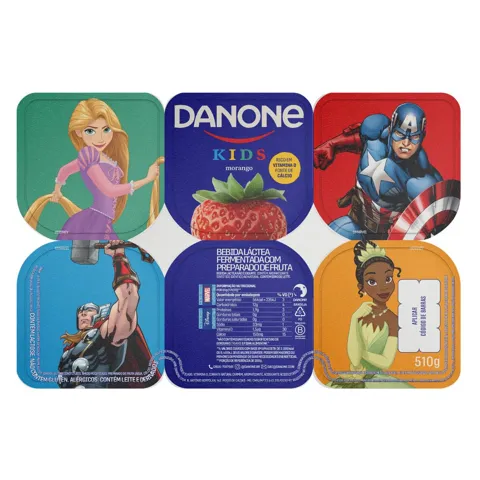 Bebida Láctea Fermentada Morango Danone Kids Bandeja 510g 6 Unidades