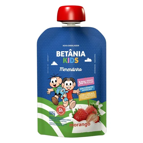 Iogurte Integral Morango Betânia Kids Merendinha Squeeze 100g