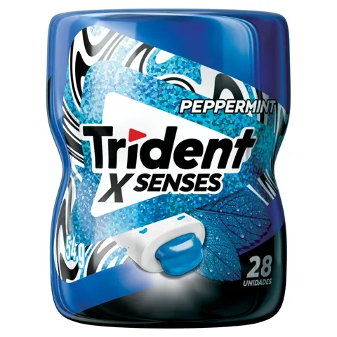 Goma de Mascar Peppermint Zero Açúcar Trident X Senses Pote 54g 28 Unidades