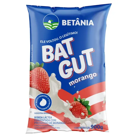 Bebida Láctea Bat Gut Fermentada Morango Betânia Pacote 900g