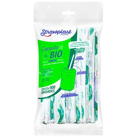 Canudo Strawplast 100X1 Comum Biodegrada