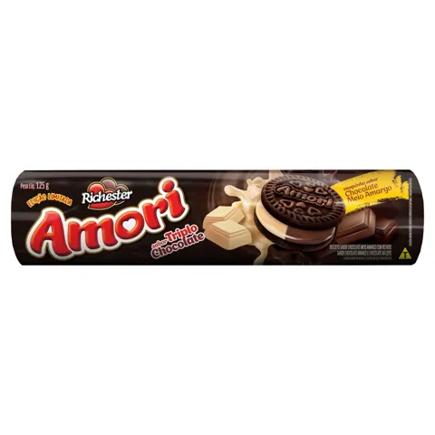 Biscoito Triplo Chocolate Richester Amori Pacote 125g