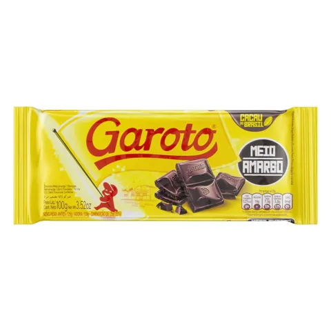 Chocolate Meio Amargo Garoto Pacote 100g