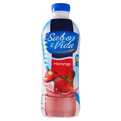 Iogurte Parcialmente Desnatado Morango Sabor & Vida Garrafa 900g
