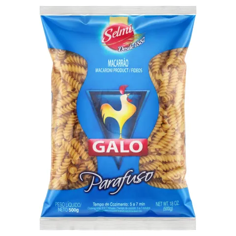 Macarrão de Sêmola Parafuso Galo Pacote 500g