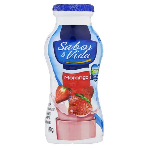 Iogurte Parcialmente Desnatado Morango Sabor & Vida Frasco 180g