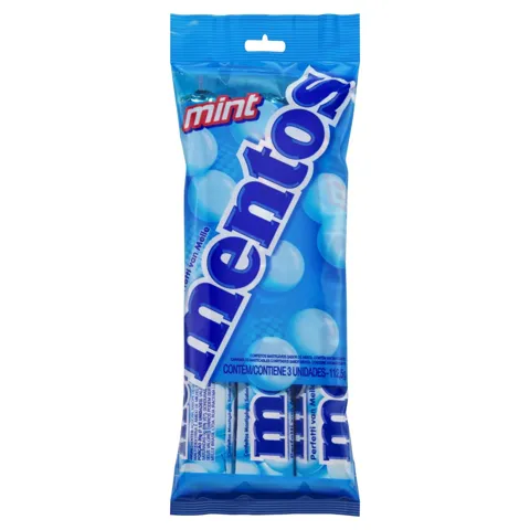 Kit Confeito Menta Mentos Pacote 112,5g 3 Unidades