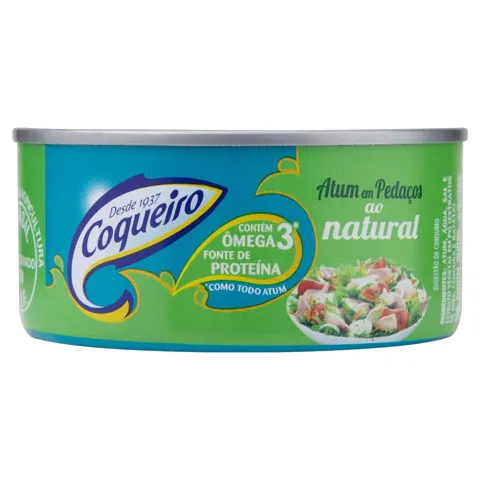 Atum em Pedaços ao Natural Coqueiro Lata 110g