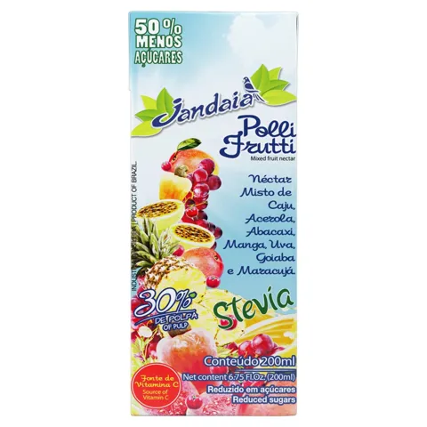 Néctar Misto Polli Frutti Jandaia Stevia Caixa 200ml