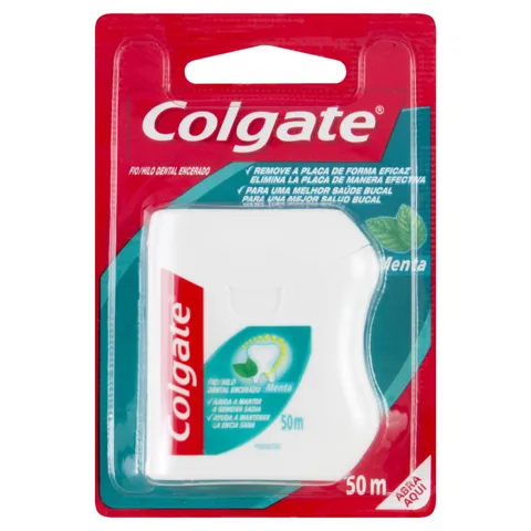 Fio Dental Encerado de Menta Colgate Cartela 50m