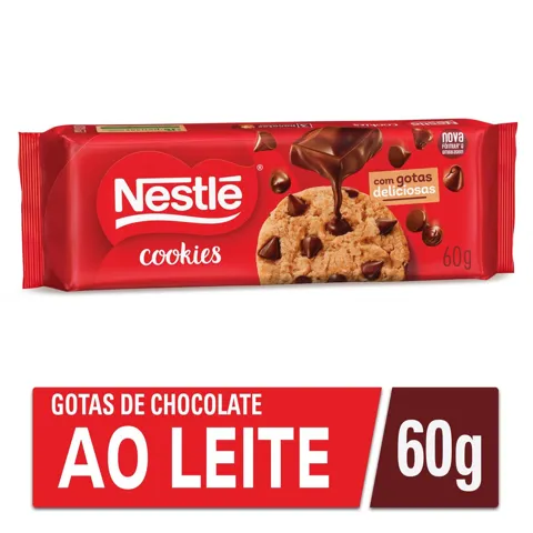 Biscoito Cookie Nestlé Baunilha com Gotas de Chocolate Pacote 60g