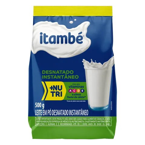 Leite em Pó Instantâneo Desnatado Itambé Pacote 500g Embalagem Econômica