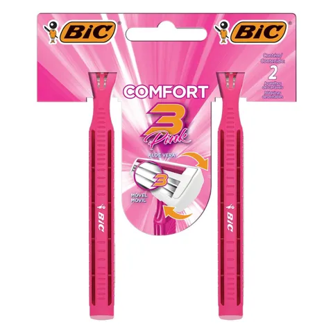 Aparelho de Depilar Descartável Bic Comfort 3 Pink 2 Unidades