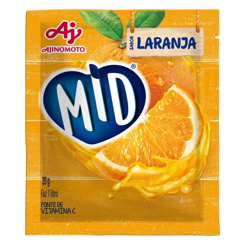 Refresco em Pó Laranja Mid Pacote 20g