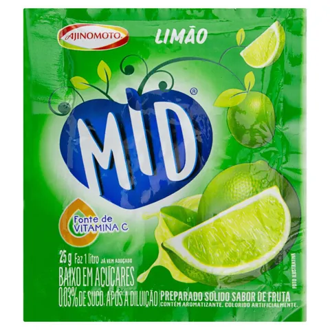 Refresco em Pó Limão Mid Pacote 25g