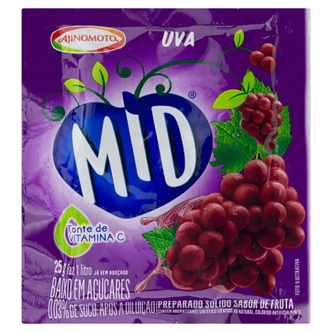 Refresco em Pó Uva Mid Pacote 25g