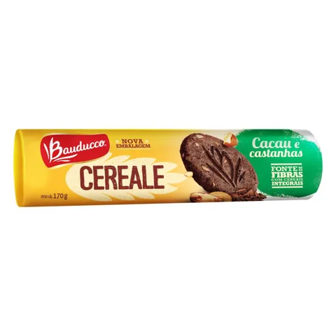 Biscoito Integral Cacau e Castanhas Bauducco Cereale Pacote 170g