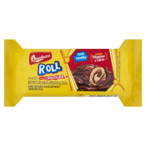 Rocambole Baunilha Recheio Chocolate Bauducco Pacote 34g