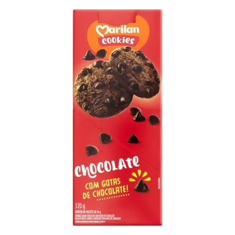Biscoito Cookie Chocolate com Gotas de Chocolate Marilan 40g