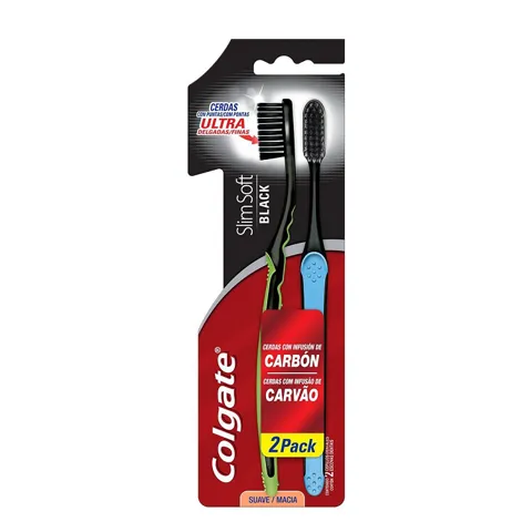 Escova dental Colgate Zig Zag Carvão Media 2Un