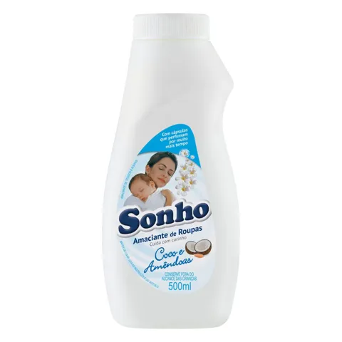 Amaciante de Roupa Diluído Coco e Amêndoas Sonho Frasco 500ml
