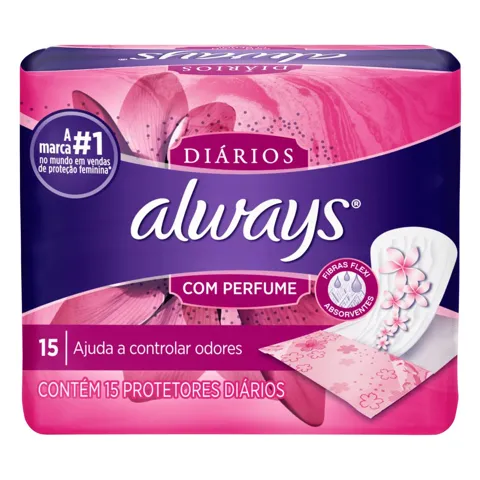 Protetor Diário sem Abas com Perfume Always Pacote 15 Unidades