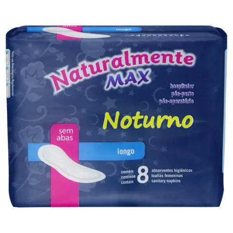 Absorvente sem Abas Noturno Naturalmente Max Pacote 8 Unidades
