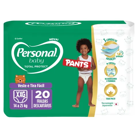Fralda Descartável Pants Personal Baby Total Protect XXG Pacote 20 Unidades